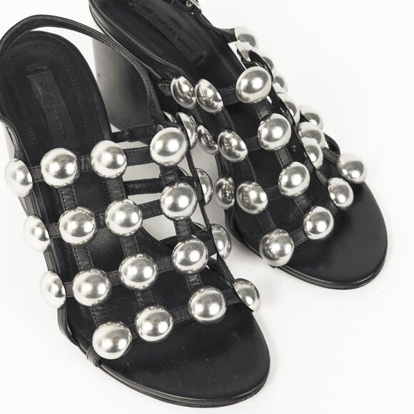 Alexander Wang Nadia Black Leather Studded-Cage Sandals - Picture 6 of 9